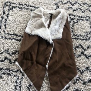Faux suede and fur vest